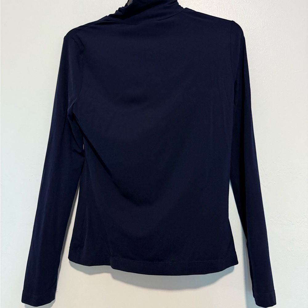 St. John Caviar Long Sleeve Turtle Neck Sweater Navy Blue Size M Nylon/Spandex - Picture 2 of 4